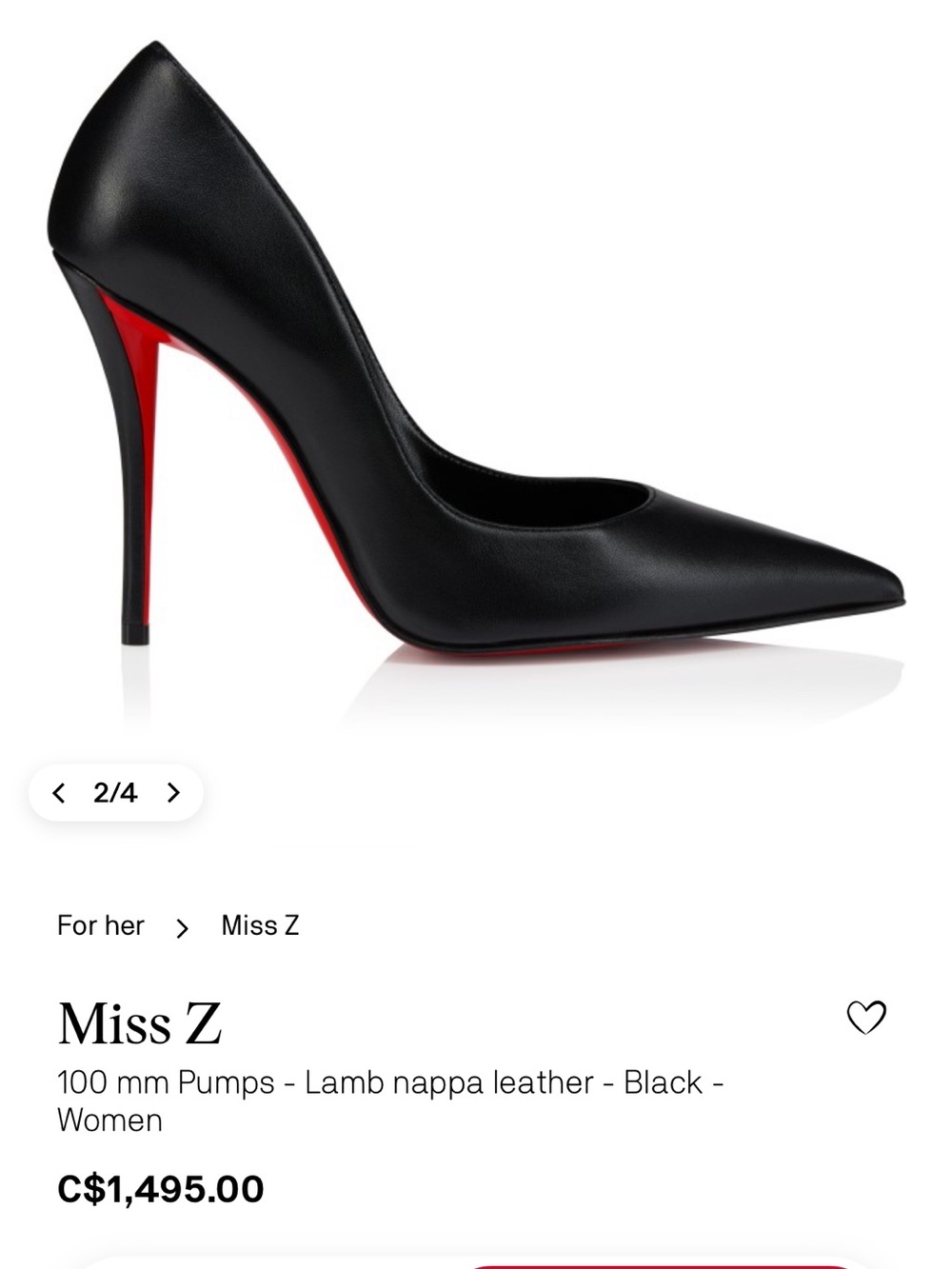 Christian Louboutin Black Pointed-Toe Leather Pumps - Picture 6 of 6
